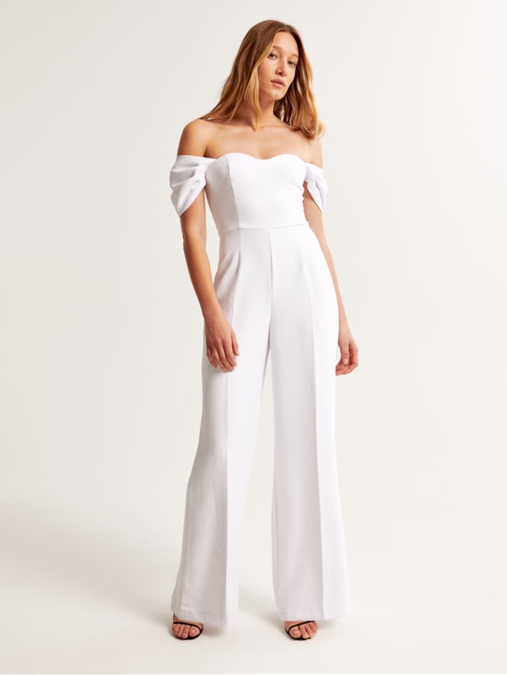 Abercrombie & Fitch Off the Shoulder Crepe Jumpsuit Sz-M